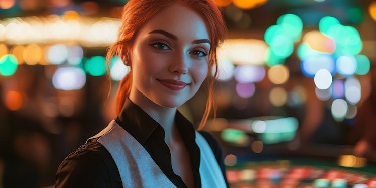 Interface aplikasi mos77 di smartphone dengan studio live dealer dan menu permainan